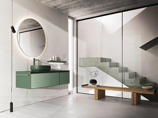 Mobile da Bagno sospeso Absolute 44 in laccato opaco Caleido 3D di Arbi