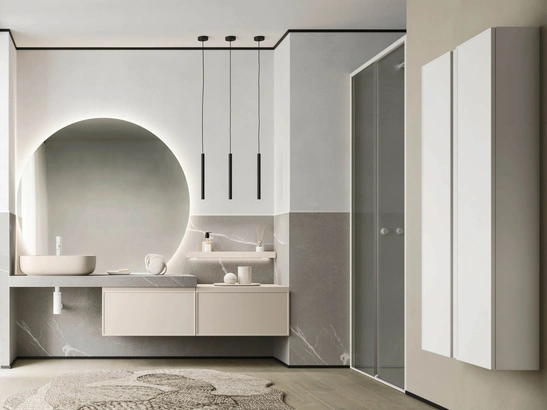 Mobile da Bagno sospeso Decor Relax grey in laccato di Arbi