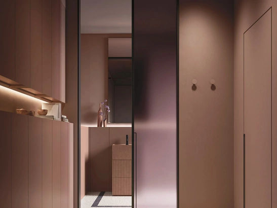 Mobile da Bagno a terra salvaspazio Over 05 in laccato con monolite in gres di Arbi