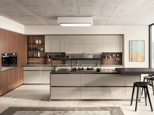 Cucina su misura Boxi 02 Visone e Noce Sunset di Scavolini