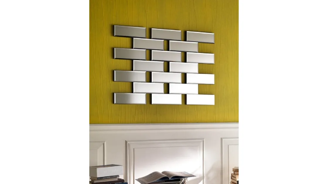 Specchio design componibile effetto mattoni Iris di Stones