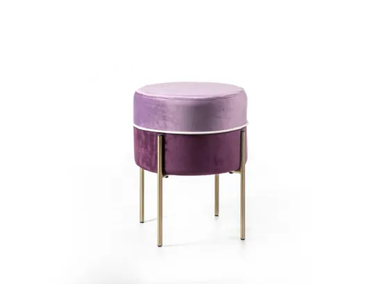 Pouf Burmy in velluto viola e lilla con struttura in metallo di Stones