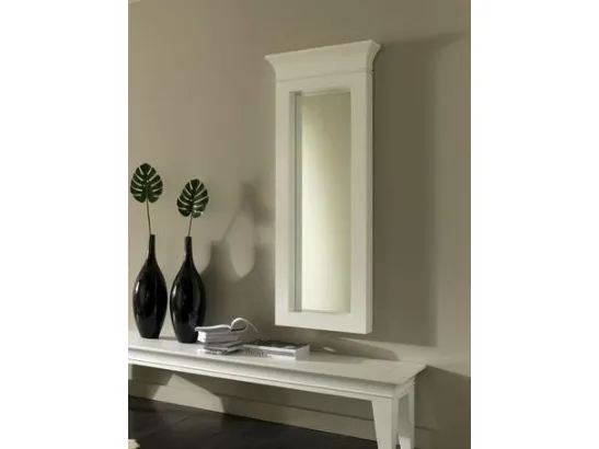 Specchio con capitello con cornice in legno laccato bianco di Stones