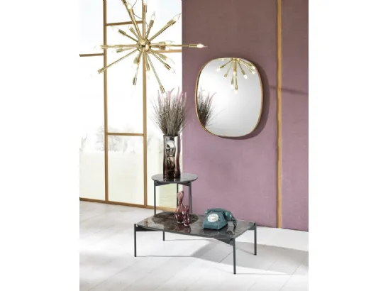 Specchio Cassia in vetro argentato e metallo bronzato di Stones