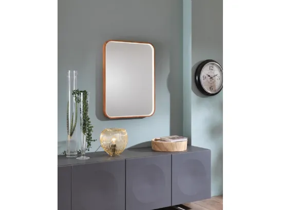 Specchio Ohm con cornice in alluminio color legno di Stones