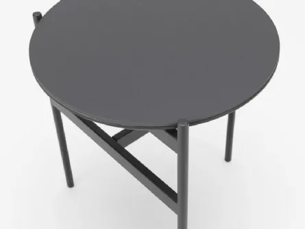 Tavolino rotondo Thor con top in ceramica con fondo in MDF e struttura in metallo verniciato di Stones