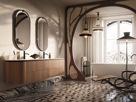 Mobile da Bagno sospeso Almond 07 in Groove Noce Canaletto di Arbi