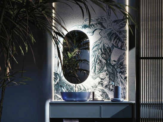 Mobile da Bagno sospeso Decor Blue Forest in laccato di Arbi