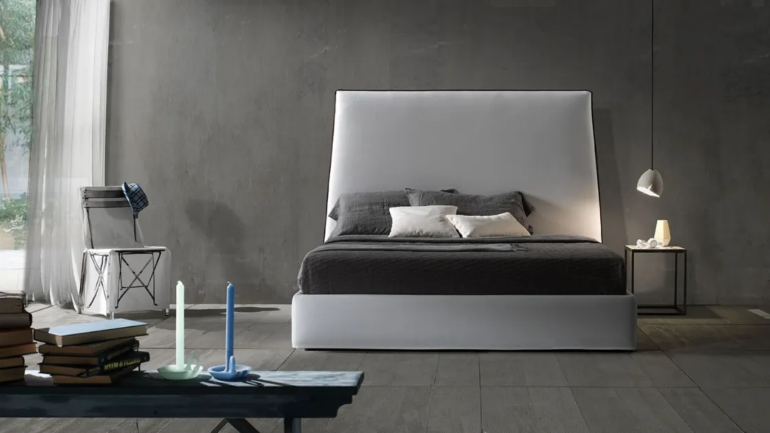 Letto con testiera Tatami alto con contenitore di Excò