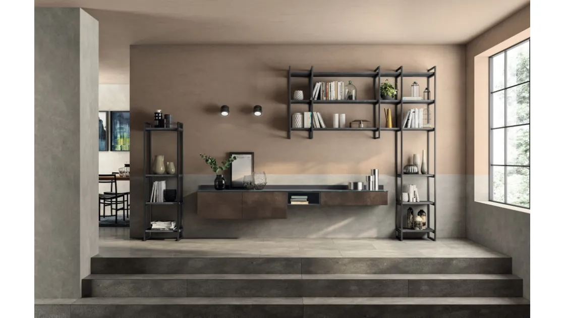 Libreria Living Liberamente sistema Metro di Scavolini