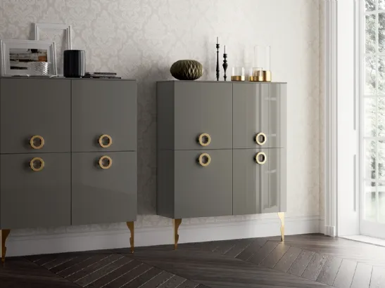 Madia Living Exclusiva in Laccato lucido Grigio Titanio di Scavolini