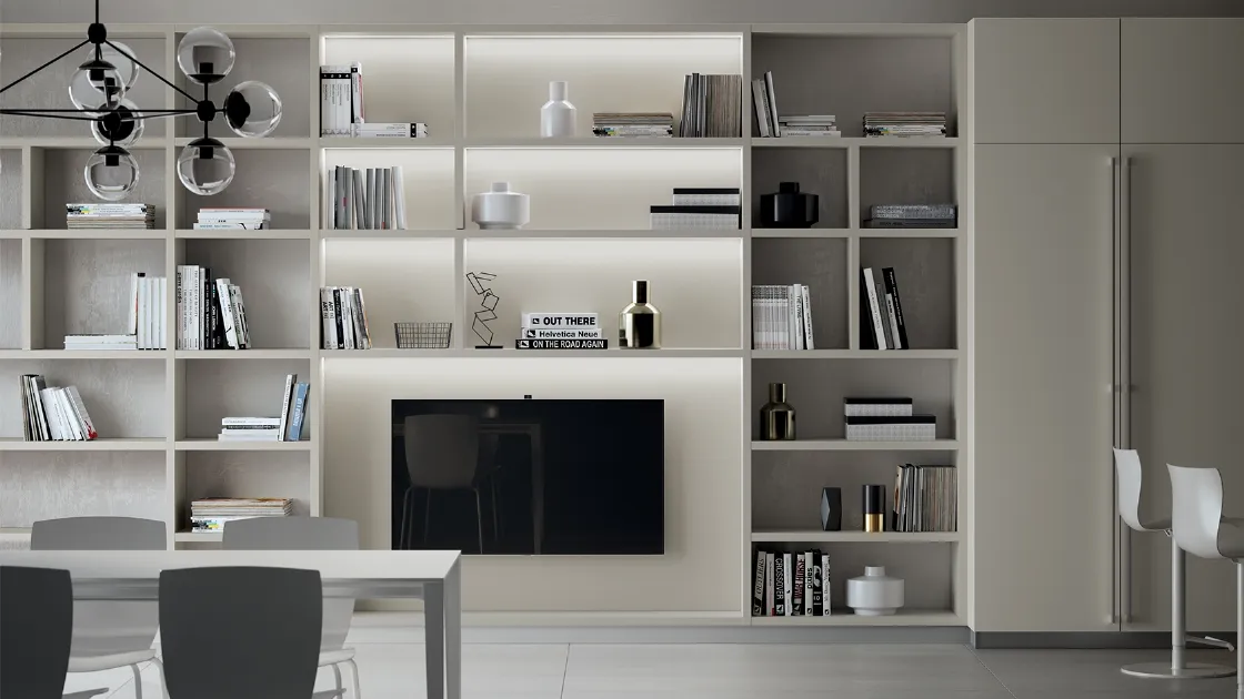 Parete Attrezzata Living Carattere Grigio Gabbiano di Scavolini
