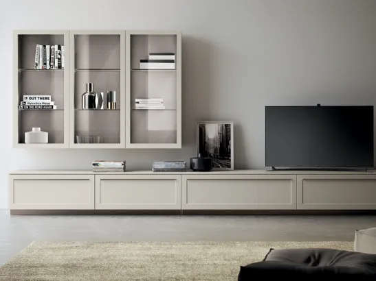 Parete Attrezzata Living Carattere Laccato opaco Tortora di Scavolini