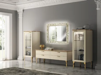 Parete Attrezzata Living Exclusiva 06 in laccato opaco Beige di Scavolini