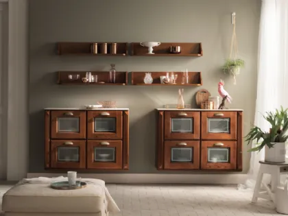 Parete Attrezzata Living Madeleine 03 sospesa in Castagno di Scavolini