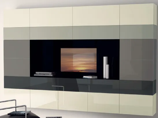 Parete Attrezzata Living Tetrix con Ante in Vetro di Scavolini