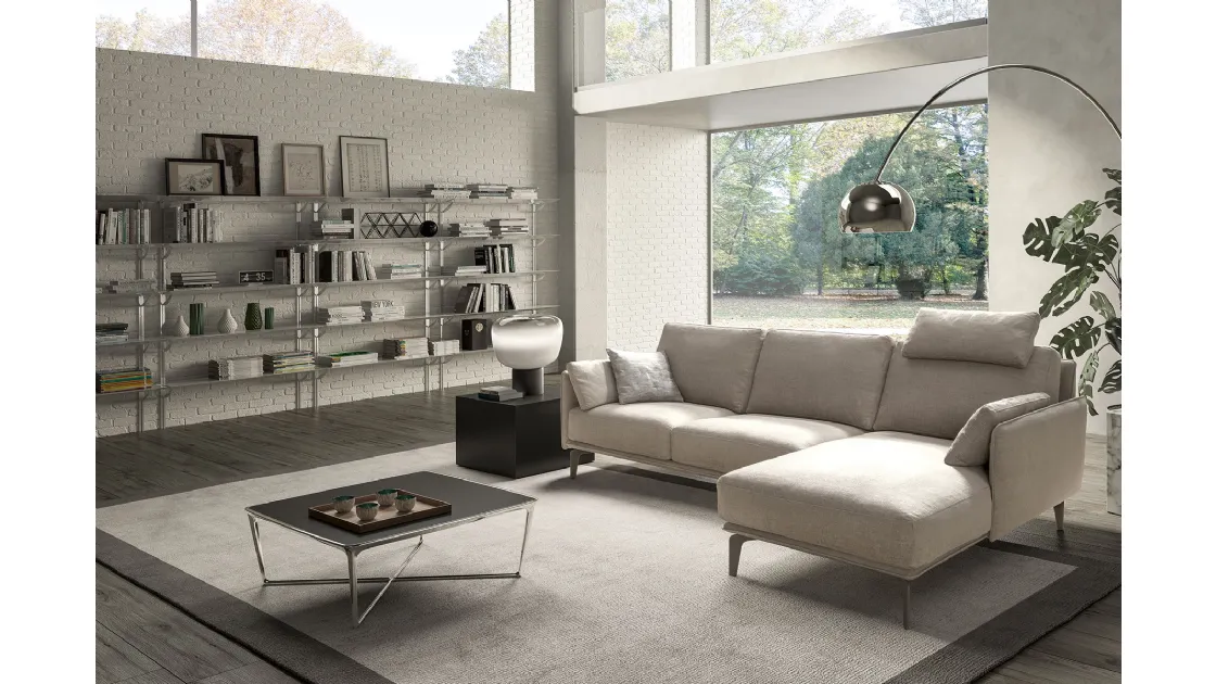 Divano moderno in tessuto con penisola Living Minimal di Samoa