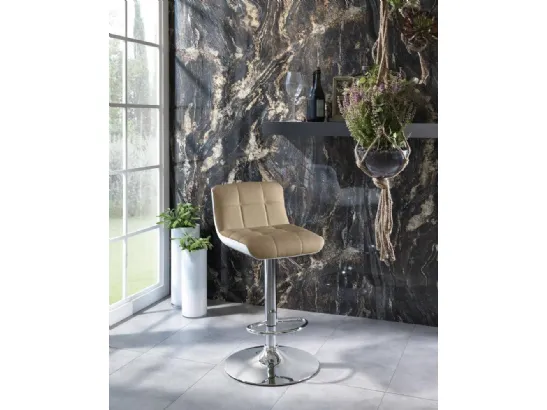 Sgabello in ecopelle trapuntato con base in metallo Kurt di Stones