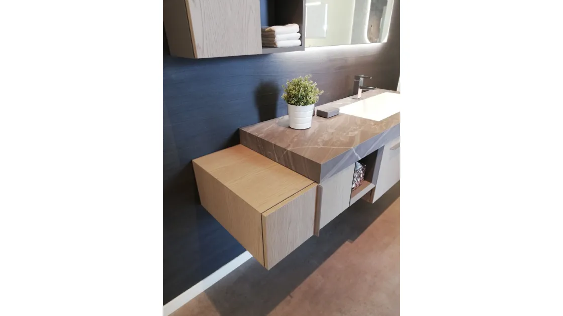 MOBILE BAGNO ARBI COMPOSIZIONE ESPOSTA CON PIANO IN HPL E LAVABO INTEGRATO