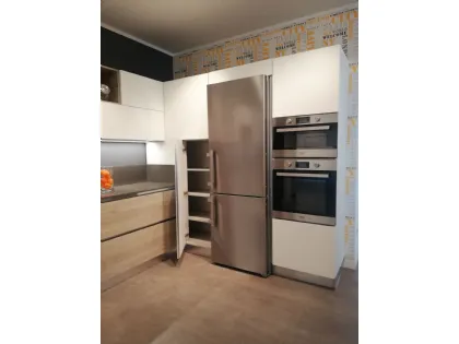 CUCINA ORIENTE FINITURE LEGNO E CEMENTO CHIARO OFFERTA SCONTATISSIMA PROMO EXPO