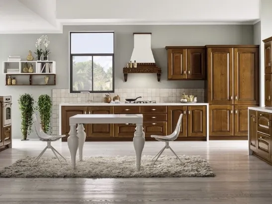 Cucina Classica lineare Magda in Legno Decapé Ciliegio di Arrex