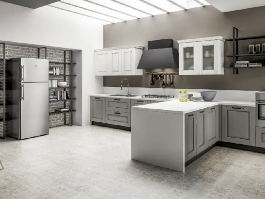 Cucina Classica angolare Nora in legno laccato Decapé Orione e Gesso di Arrex
