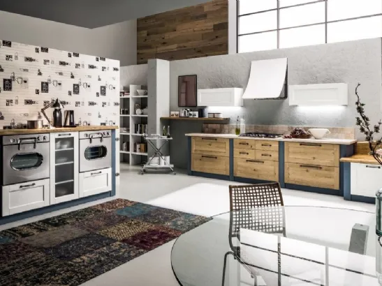 Cucina lineare in Muratura Curry in Rovere Naturale di Arrex
