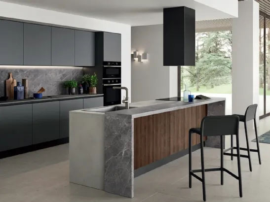 Cucina Moderna in laccato opaco con isola Easy 002 di Ar-due