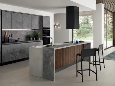 Cucina Moderna effetto marmo con isola Easy 003 di Ar-due