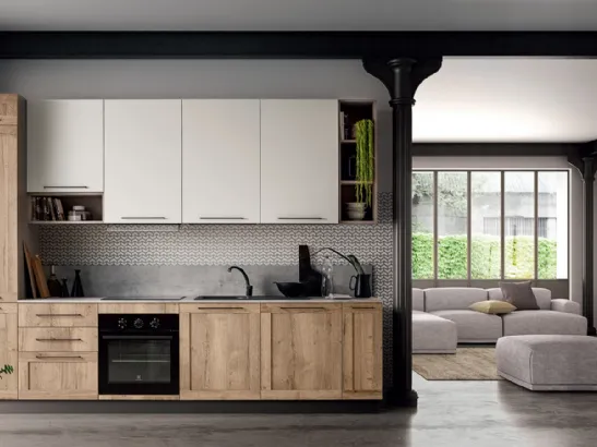 Cucina Moderna in linea effetto legno Easy 013 di Ar-due