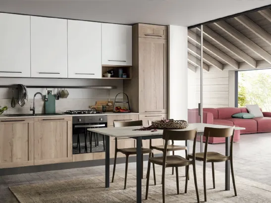Cucina Moderna effetto legno e laccato Easy 027 di Ar-due