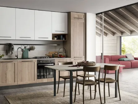 Cucina Moderna effetto legno e laccato Easy 027 di Ar-due
