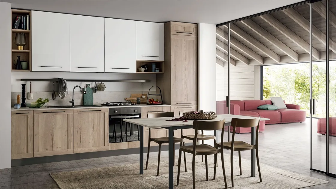 Cucina Moderna effetto legno e laccato Easy 027 di Ar-due