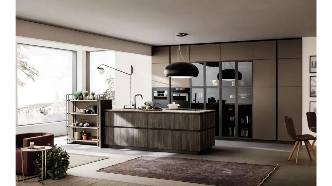 Cucina Lab Old Oak Petrolio e Metal Bronzo di Arrex