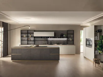 Cucina Moderna DeLinea 01 in Pietra Grey e Grigio Chiaro di Scavolini