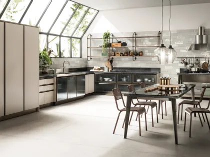 Cucina Moderna Diesel Open Workshop 07 con Sistema modulare Stock Rack di Scavolini