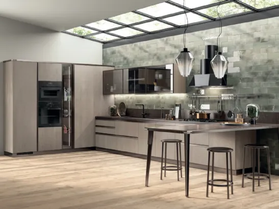 Cucina Moderna Diesel Open Workshop in Rovere Gessato di Scavolini