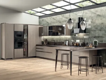 Cucina Moderna Diesel Open Workshop in Rovere Gessato di Scavolini
