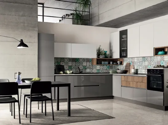 Cucina Moderna ad angolo in laccato lucido Easy 011 di Ar-due