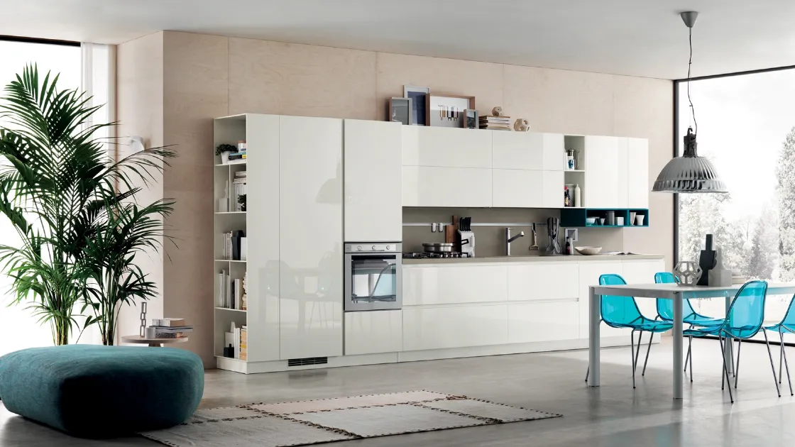 Cucina Moderna Foodshelf laccato lucido Bianco Prestige di Scavolini