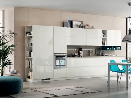 Cucina Moderna Foodshelf 04 in laccato lucido Bianco Prestige di Scavolini