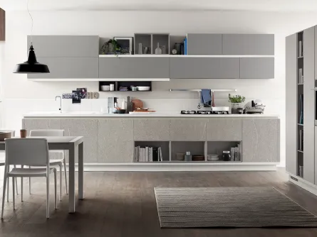 Cucina Moderna Foodshelf laccato opaco Grigio Vulcano di Scavolini