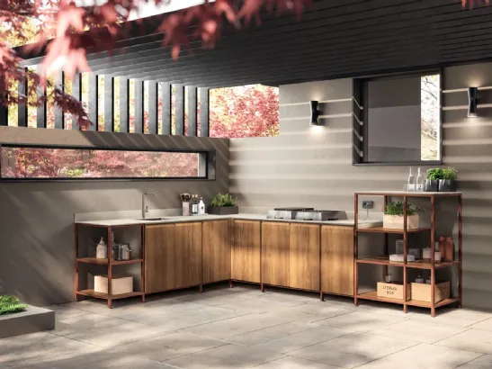 Cucina Moderna Formalia Outdoor 03 in tek di Scavolini