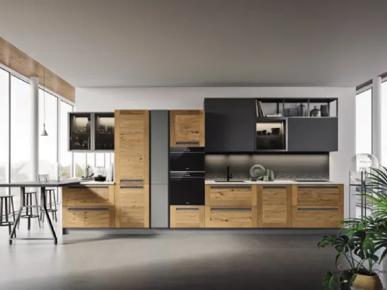 Cucina in legno e laccato opaco con profili in metallo Frame di Arrex