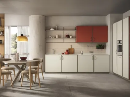 Cucina Moderna Jeometrica 03 in decorativo Bianco Puro e Paprika di Scavolini