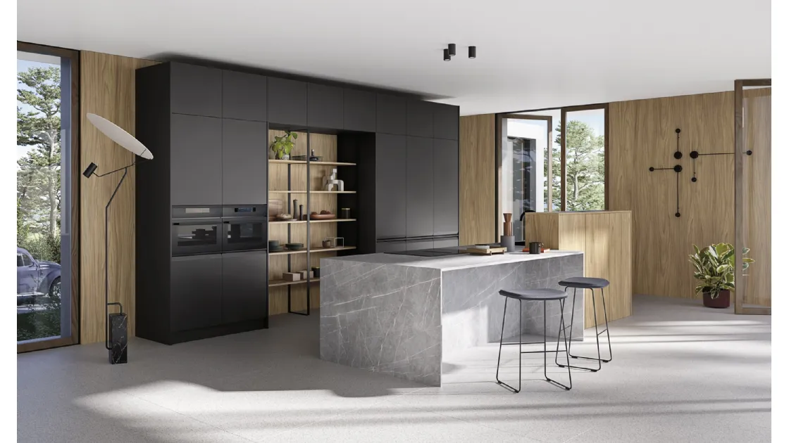 Cucina Moderna con isola K10 008 in laccato e HPL di Ar-due