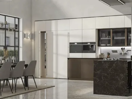 Cucina Moderna con penisola Loft 2|2 06 in laccato Metal di Arrex