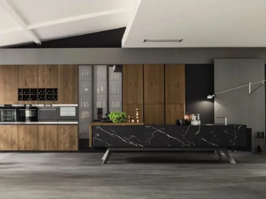 Cucina Loft Wood Pepe e laminato effetto Marmo di Arrex