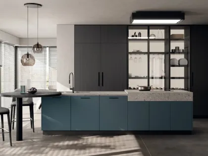Cucina Moderna con isola Moda 02 in decorativo Quercia e laccato di Scavolini