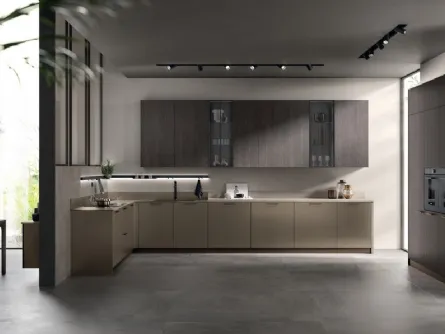 Cucina Moderna Musa in vetro opaco Grigio Matera e decorativo Oriental di Scavolini